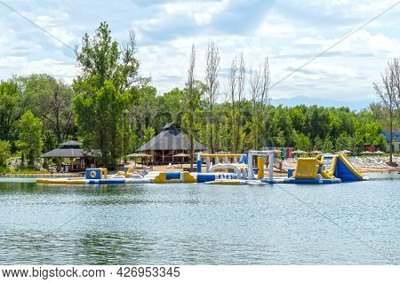 Water Park On The Water On The Background Of The Beach