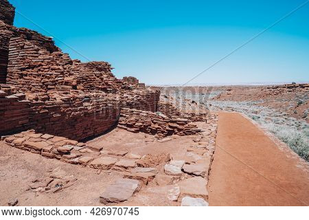 Ancient Indian Ruins At Wupatki National Monument In Arizona - Largest Free Standing Pueblo