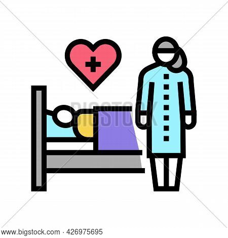 Helping And Caring For Sick People Color Icon Vector. Helping And Caring For Sick People Sign. Isola