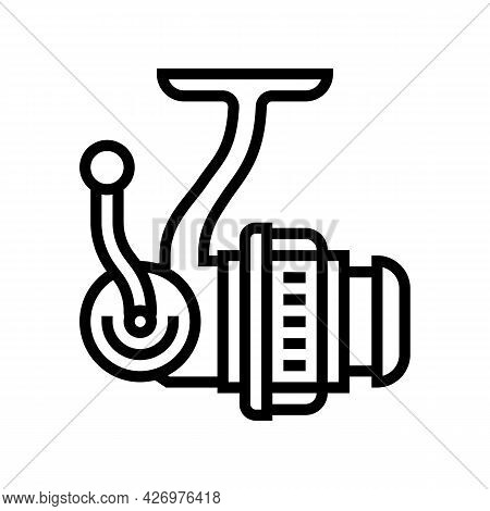 Spinning Reel Line Icon Vector. Spinning Reel Sign. Isolated Contour Symbol Black Illustration