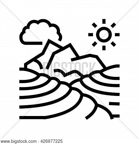 Plantation Of Tea Line Icon Vector. Plantation Of Tea Sign. Isolated Contour Symbol Black Illustrati