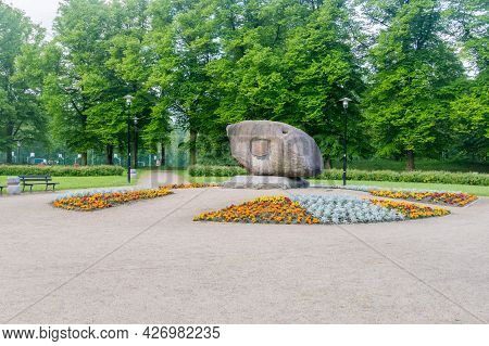 Zgorzelec, Poland - June 2, 2021: Europe City Stone In The Park.