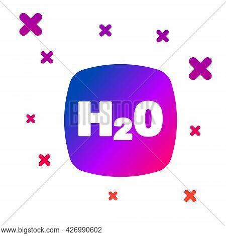 Color Chemical Formula For Water Drops H2o Shaped Icon Isolated On White Background. Gradient Random