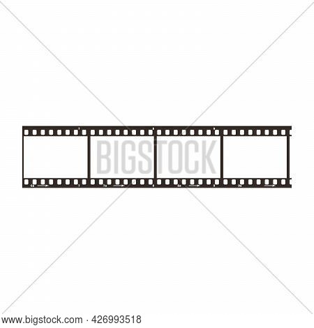Four Frames Of Dia Positive 35mm Film Snip, Simple Black Icon On White
