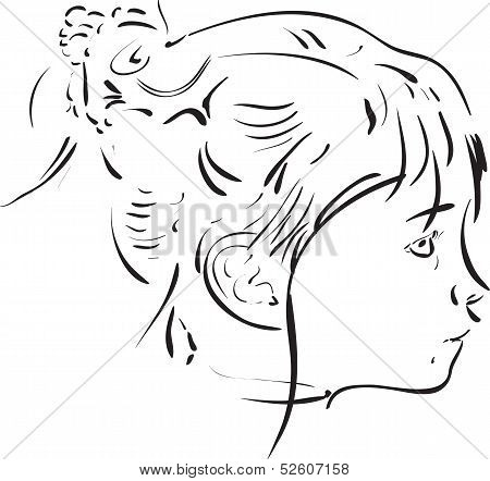 Calligraphic Girl Portrait