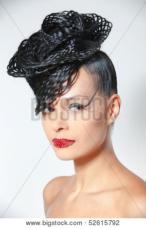 Vogue Style. Classy Charismatic Woman with Trendy Luxurious Hairstyle.