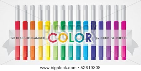 Set of Vector Colored Markers