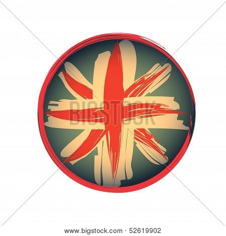 British Flag Emblem Grunge style rounded in vector