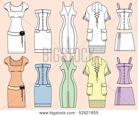 Vector Woman Dresses Isolated For Design