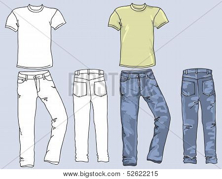 Man's Jeans And T-shirts