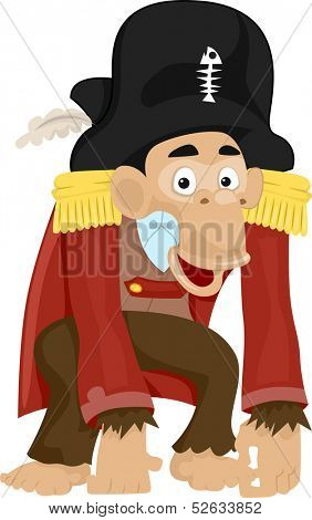 Illustration of a Monkey Dressed as a Pirate