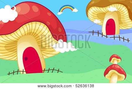 Illustration of the mushroom houses