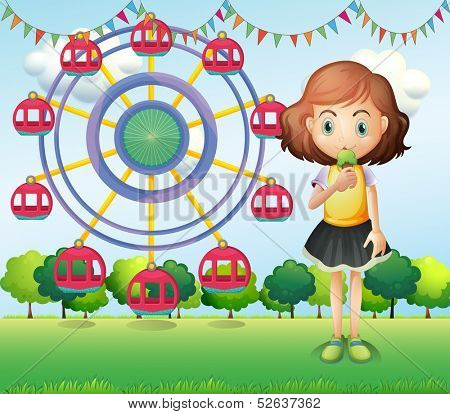 Illustration of a girl at the carnival