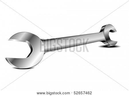 detailed illustration of a steel spanner with perspective view