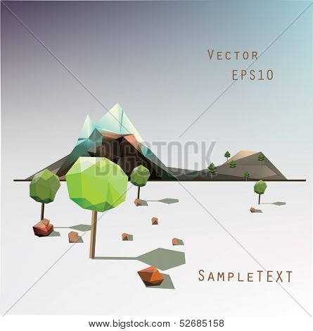 Low polly Mountains abstract landscape