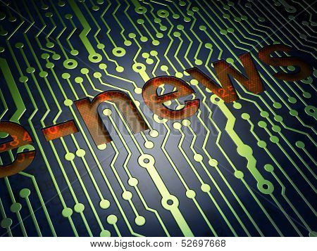 News concept: E-news on circuit board background