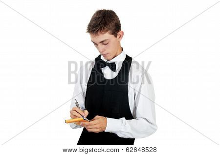 young waiter in uniform