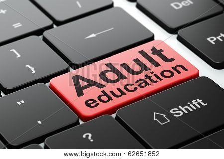 Education concept: Adult Education on computer keyboard