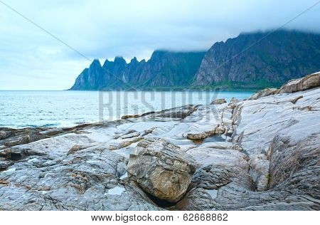 Summer Senja Coast (jagged Ersfjord, Norway, Polar )
