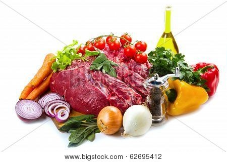 Huge Red Meat Chunk With Vegetables