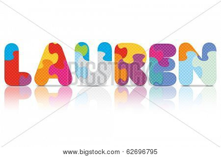LAUREN written with alphabet puzzle - vector illustration
