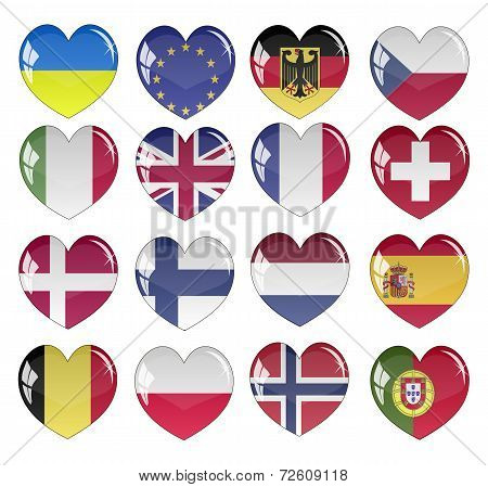 Vector - Flag Heart Glossy Button