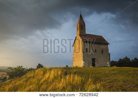 Old Roman Church At Sunset In Drazovce, Slovakia