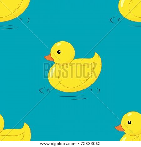 Yellow Rubber Duck Seamless Pattern