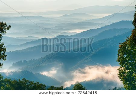 Blue Ridge Parkway Scenic Mountains Overlook Summer Landscape
