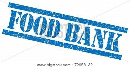 Food Bank Blue Grungy Stamp Isolated On White Background