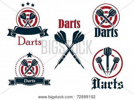 Darts icons, emblems or symbols