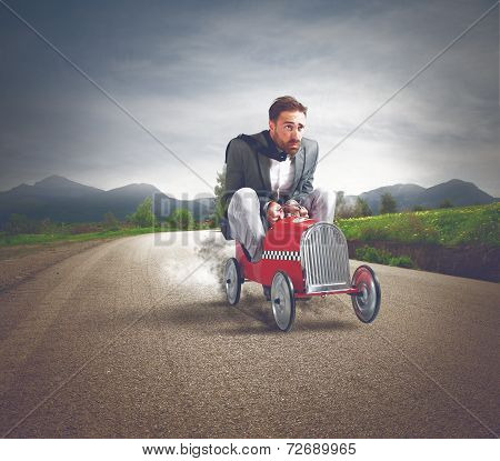 Fast Business With Driving Businessman