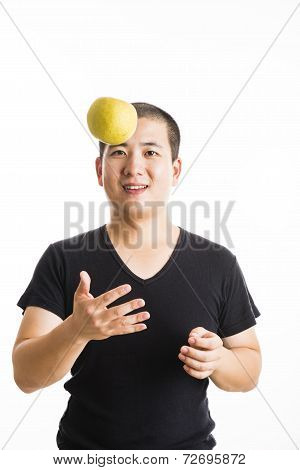Young Asian Man Standing Isolated On White
