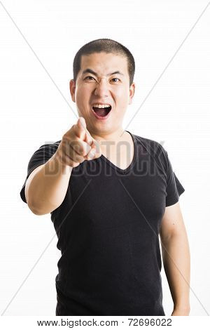 Young Asian Man Standing Isolated On White