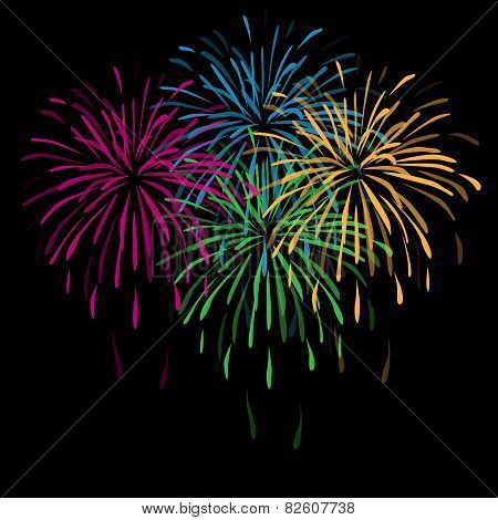 isolated on black background salute, firework