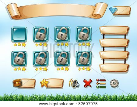 Illustration of a computer game with a nature background