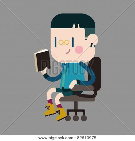 Character Boy Reading Theme Elements