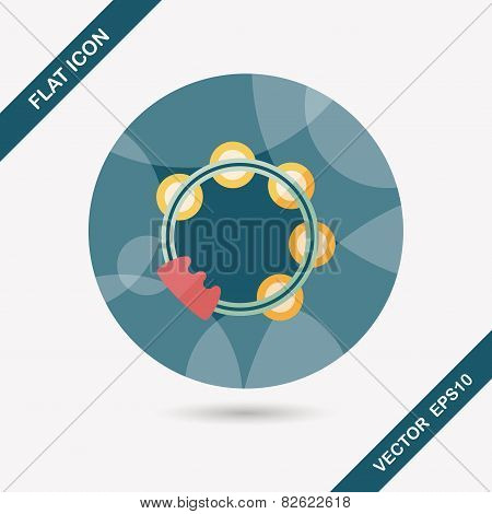 Tambourine Flat Icon With Long Shadow