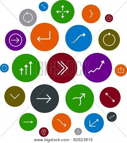 Cloud collection of round flat modern arrow icons. Vector illustration. 