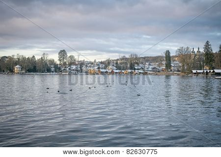 An image of the Starnberg Lake in Bavaria Germany - Tutzing winter