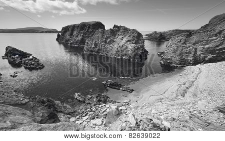 Scottish Coastline Landscape In Shetland Islands. Scotland. Uk