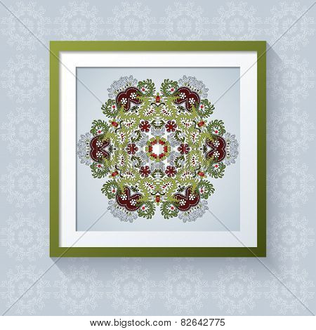 3D Picture Frame With Floral Round Patternt