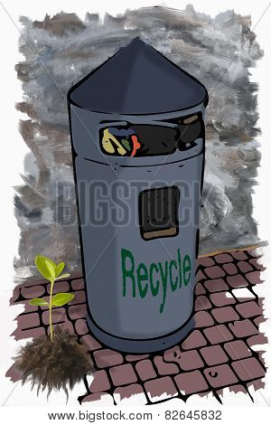 Illustration garbage bin