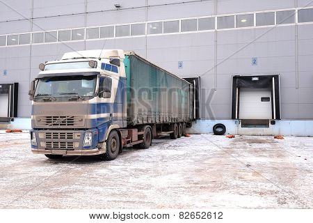 Tver region, Russia, February, 06,2015: truck are loaded at the warehouse