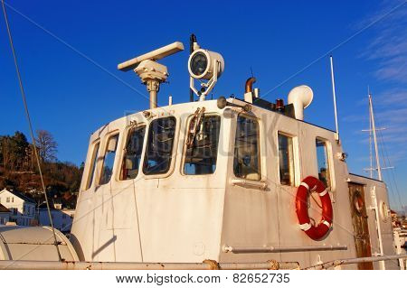 White Deckhouse On The Fishing Boat