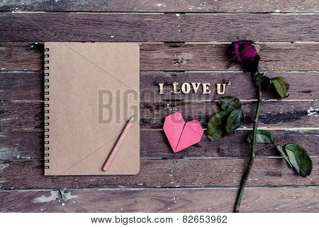 Withered Rose And Red Heart Shape