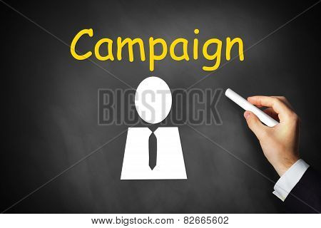 Hand Writing Campaign On Chalkboard