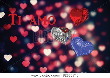 ti amo against valentines heart pattern