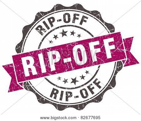Rip-off Grunge Violet Seal Isolated On White