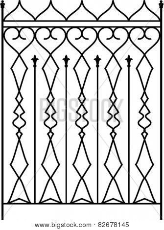 Wrought Iron Gate, Door, Fence, Window, Grill, Railing Design Vector Art
